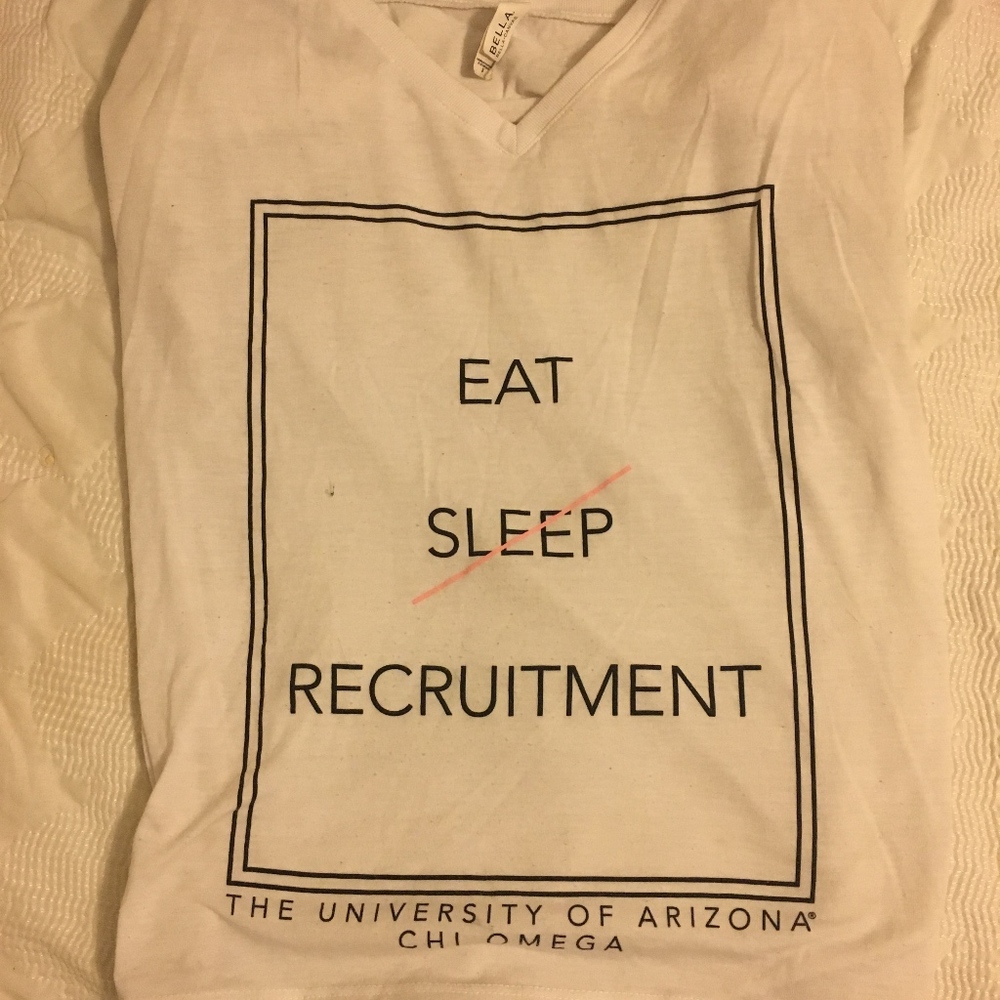 Eat Sleep Recruitment Chi Omega Sorority V-neckTee